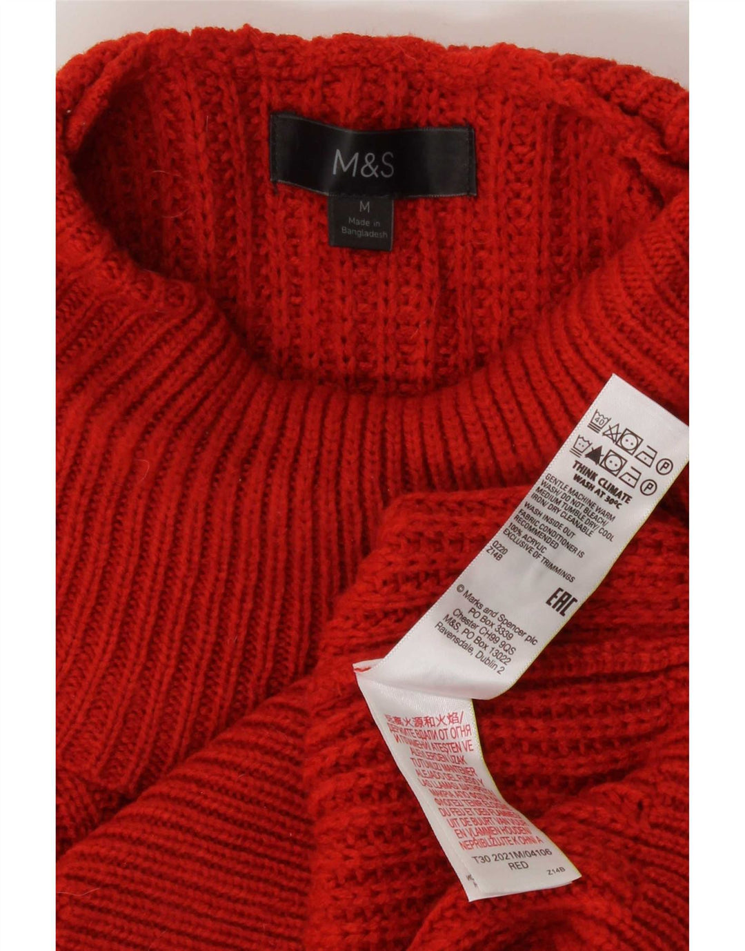 Marks & Spencer Pulover cu gât rulat pentru femei UK 14 Medium Red Acrylic