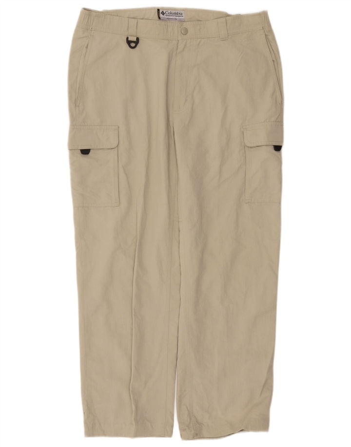 Pantaloni cargo drepți Columbia pentru bărbați, medii W30 L28, nailon bej
