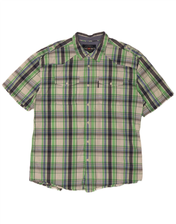 Cămașă cu mânecă scurtă pentru bărbați Ecko Unlimited 2XL, bumbac verde check