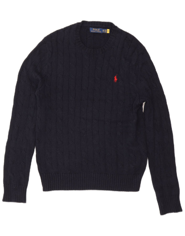 Polo Ralph Lauren Mens Crew Neck Jumper Sweater XS Navy Blue Cotton