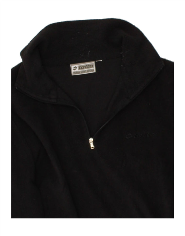 LOTTO Mens Zip Neck Fleece Jumper Medium Black Polyester Vintage Lotto and Second-Hand Lotto from Messina Hembry 