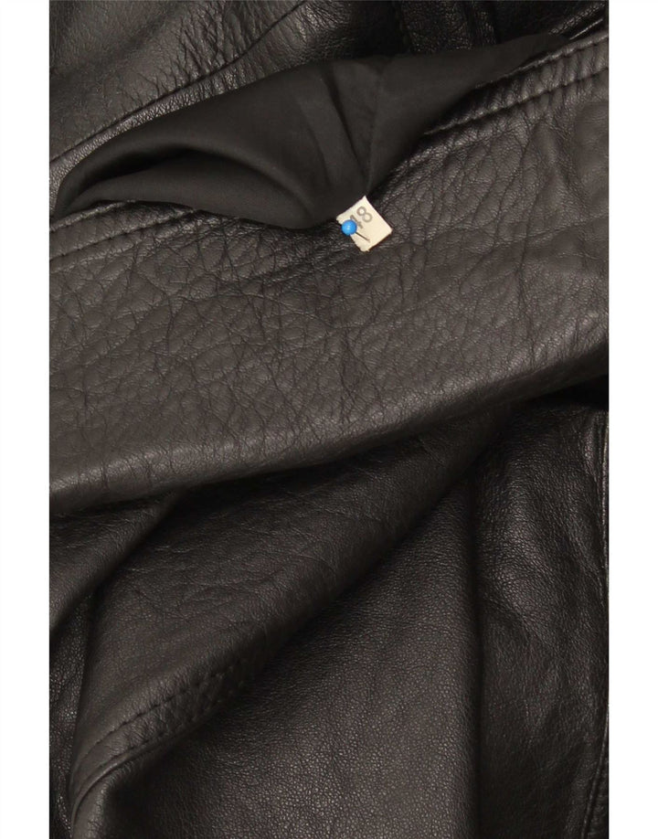 Palton din piele vintage bărbătesc dublu IT 48 mediu negru