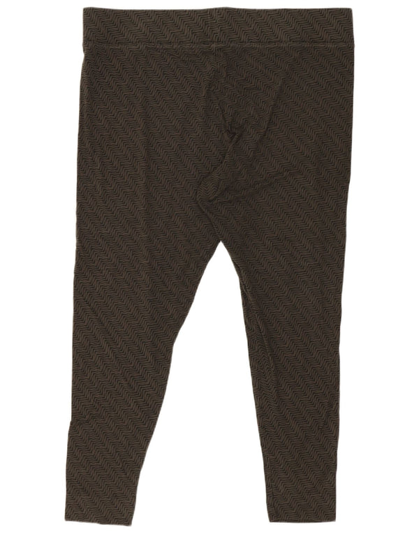 Marks & Spencer Womens Capri Leggings UK 20 2XL Khaki Geometric Viscose