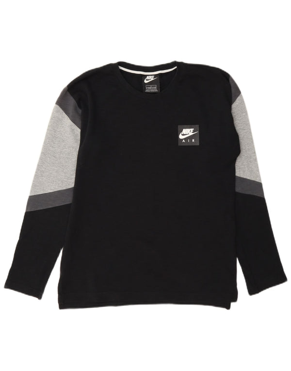 Top pentru băieți Nike cu mânecă lungă 12-13 ani, mare, negru, color block, bumbac