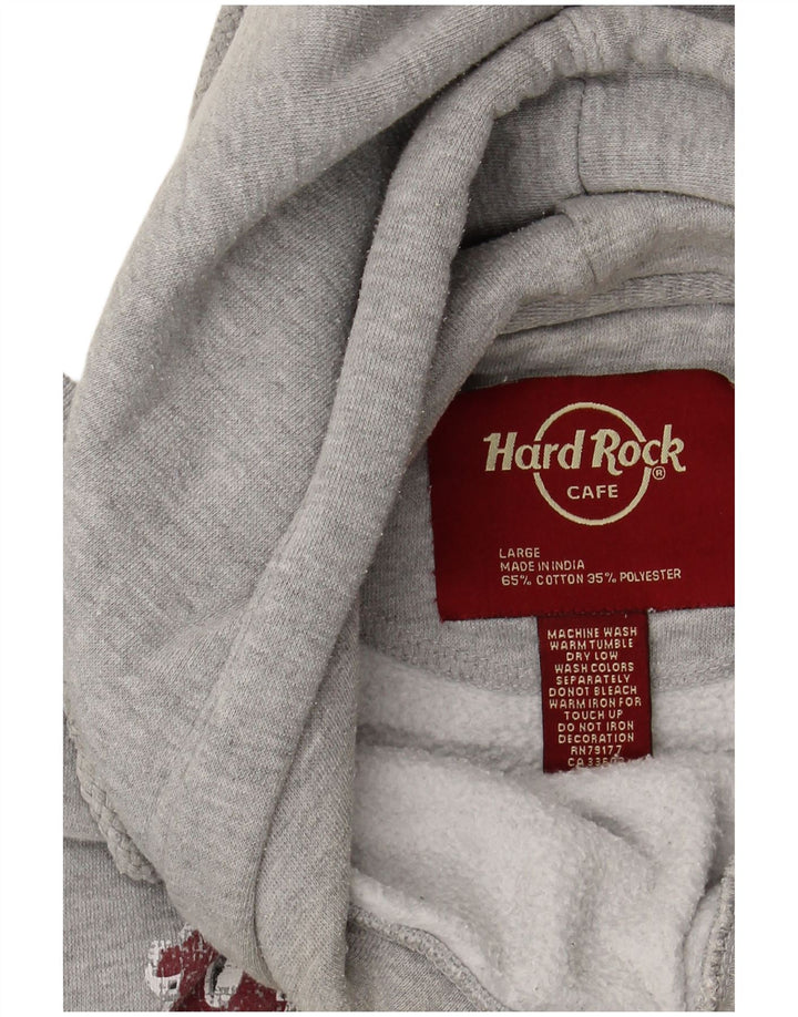HARD ROCK CAFE Pulover pentru femei Vienna Graphic Hoodie UK 16 mare bumbac gri