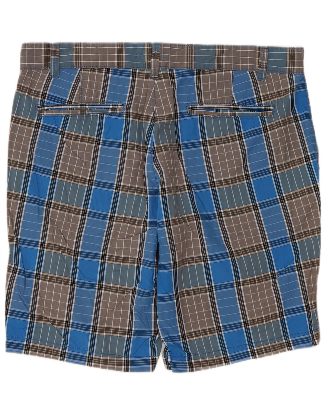 BENETTON Mens Chino Shorts W34 Large  Blue Check Cotton