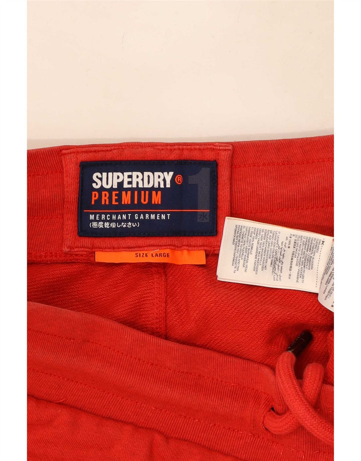 Pantaloni scurti sport Superdry pentru bărbați, bumbac roșu mare