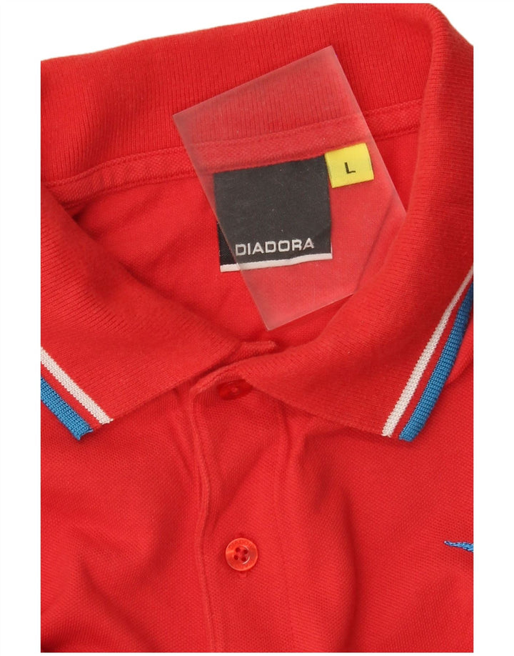 Tricou polo cu mânecă lungă Diadora pentru bărbați, roșu mare
