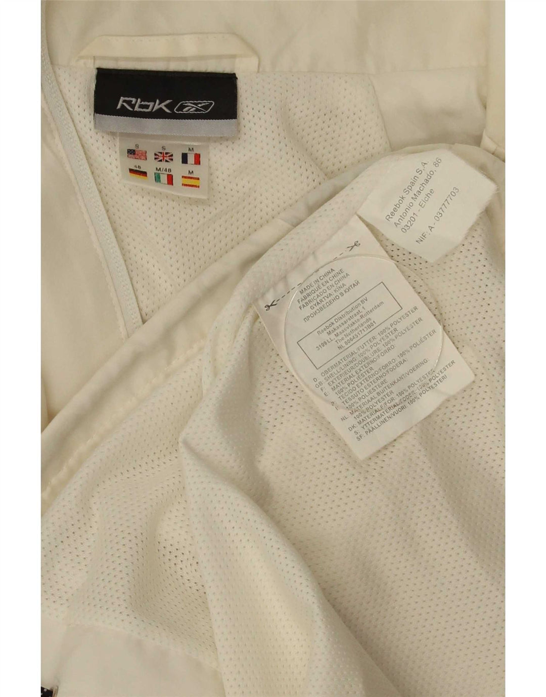 Jachetă de trening pentru bărbați Reebok, albă, mică, din poliester