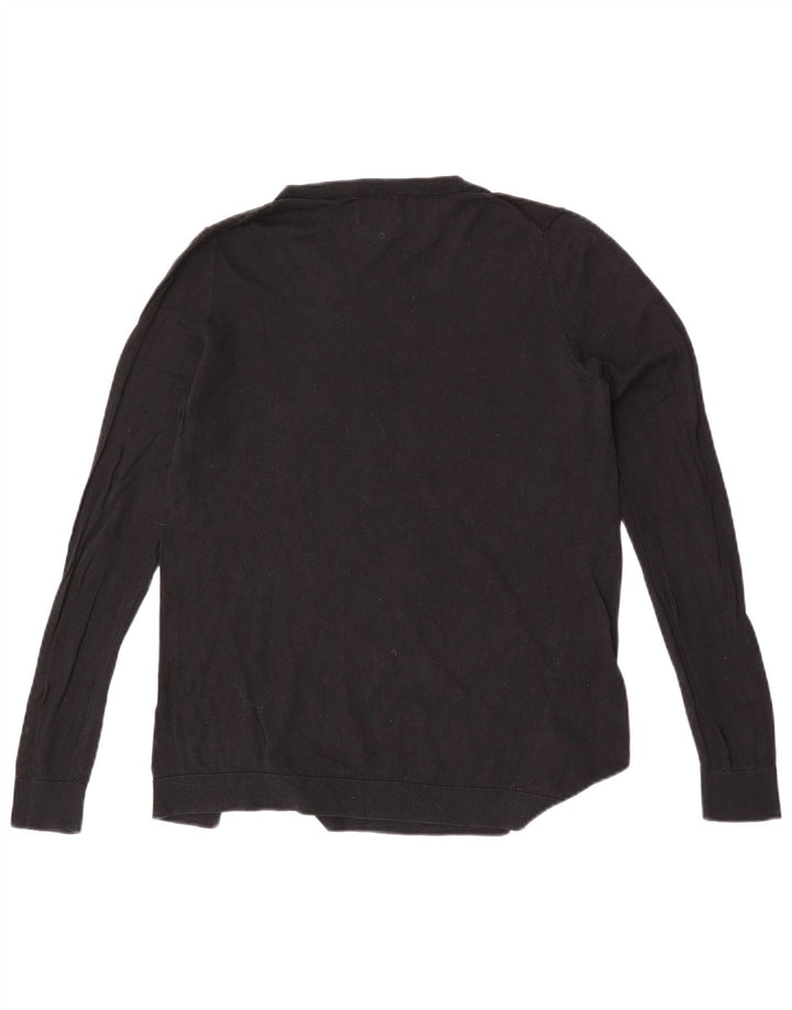 Pulover Massimo Dutti pentru damă cu gât roșu, bumbac negru mediu UK 14