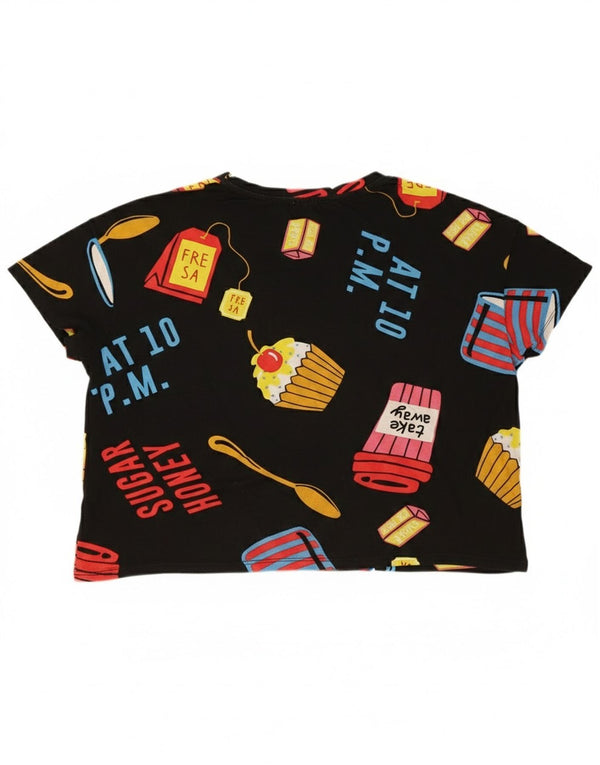 Tricou cu grafic supradimensionat pentru femei Zara UK 14 Medium Negru