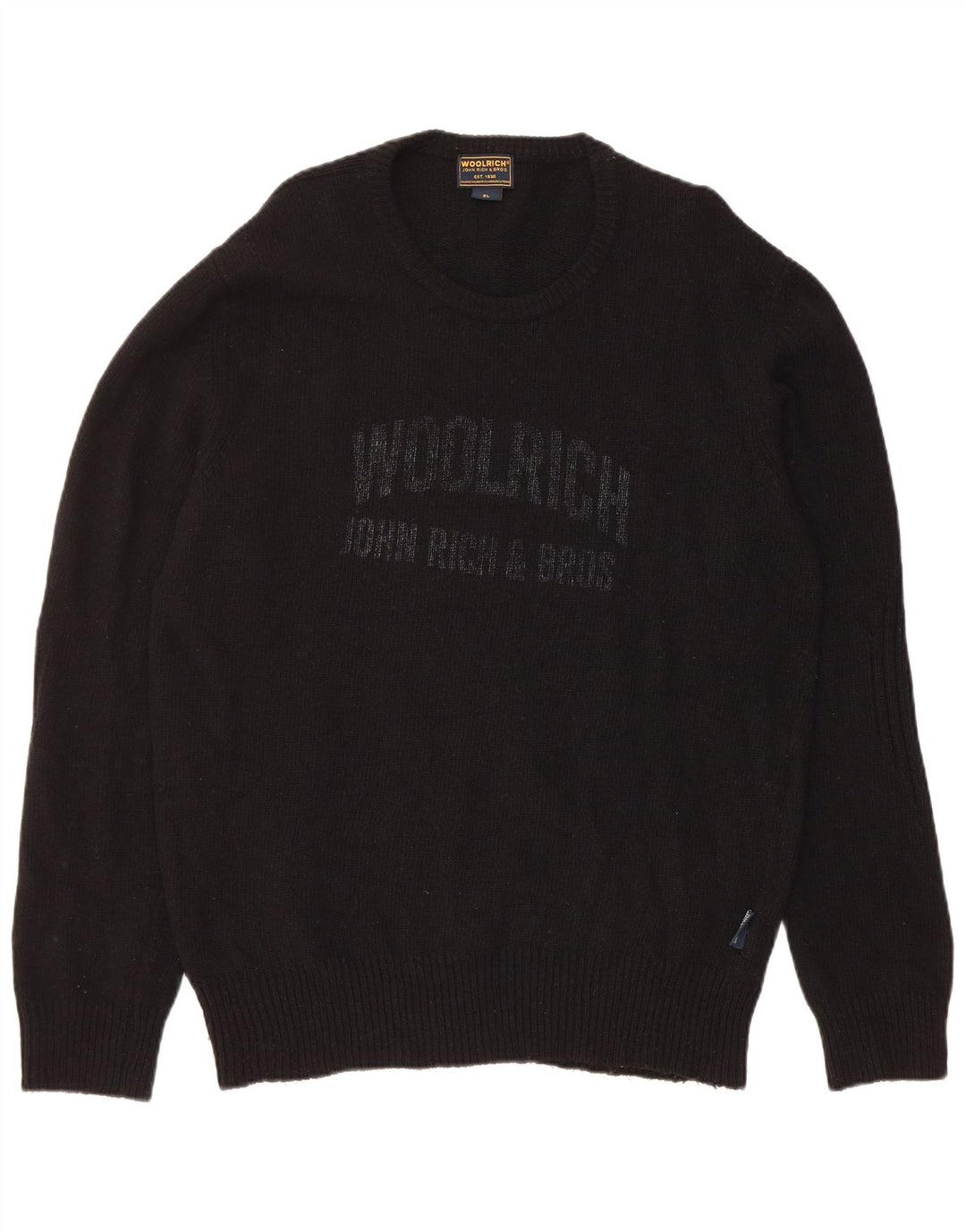 Pulover pentru bărbați Woolrich cu decolteu triplu, XL, lână neagră