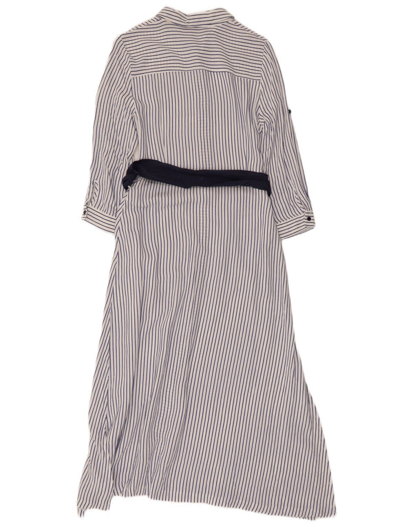 Rochie cămașă pentru femei Zara cu mâneci 3/4 UK 12 Medium White Pinstripe