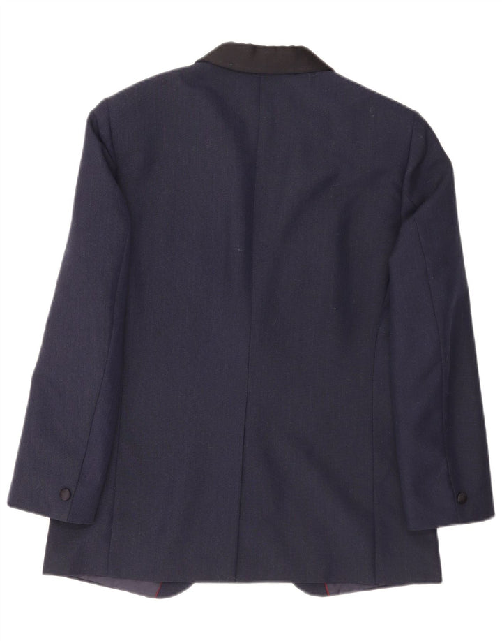 Jachetă pentru bărbați Kruunu, cu 1 nasture, UK 36, lână color block, albastru marin mic