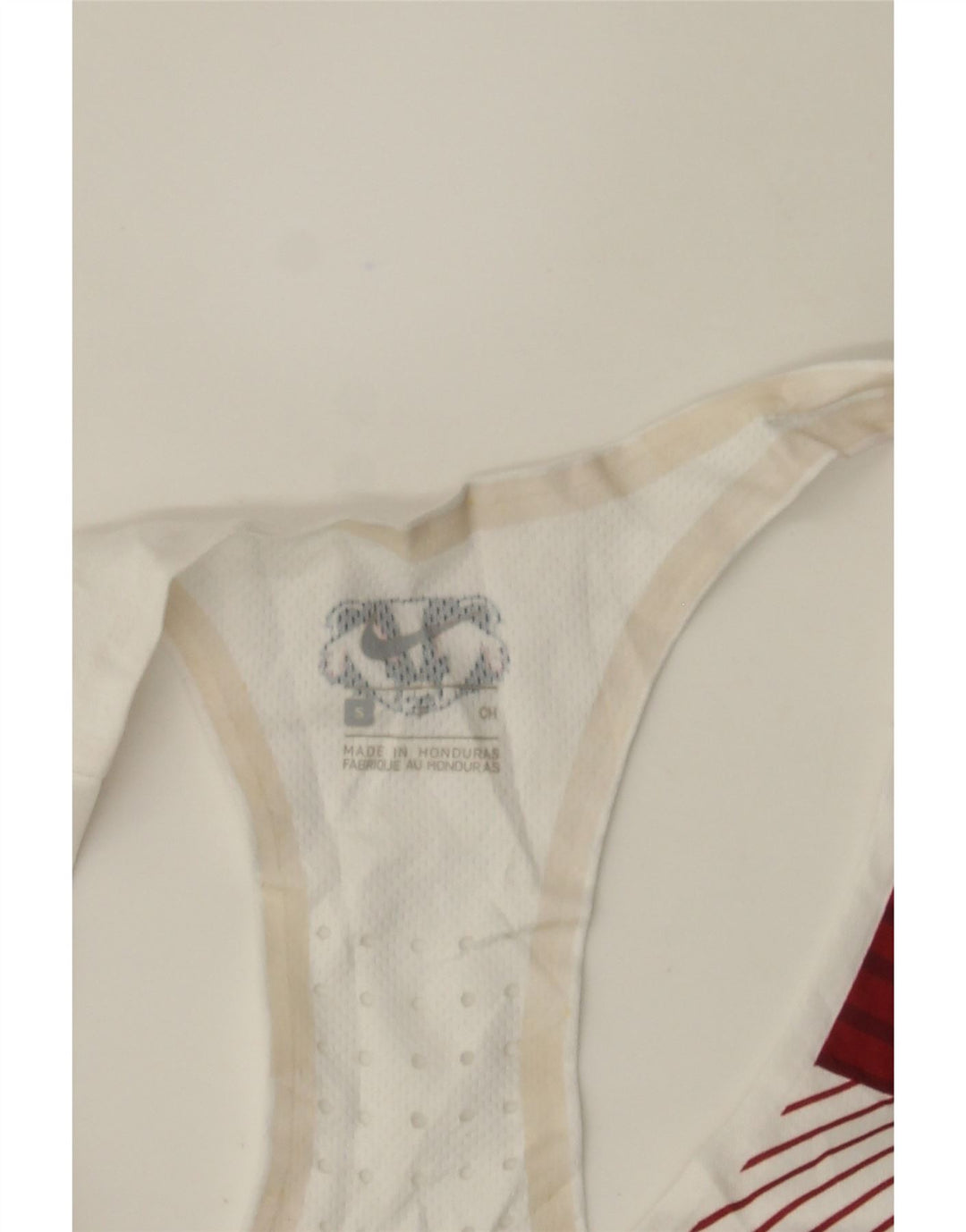 NIKE Womens Graphic Vest Top UK 8 Small White Pinstripe Polyester Vintage Nike and Second-Hand Nike from Messina Hembry 