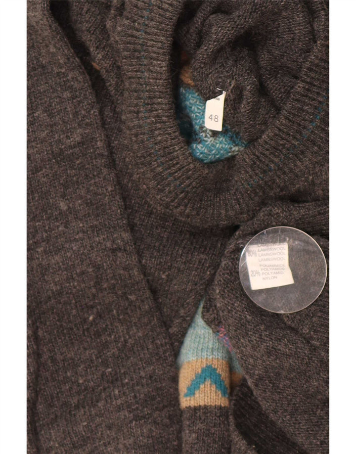 Pulover vintage pentru bărbați cu gât țestoasă IT 48 Medium Gri Colorblock