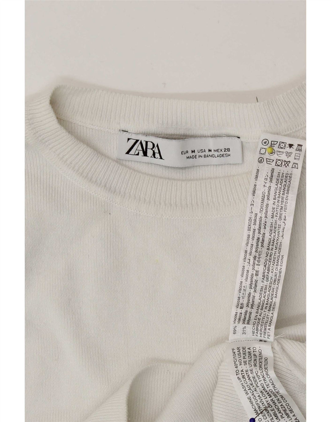 Crop Top fără mâneci pentru femei Zara UK 12 Medium White Viscose