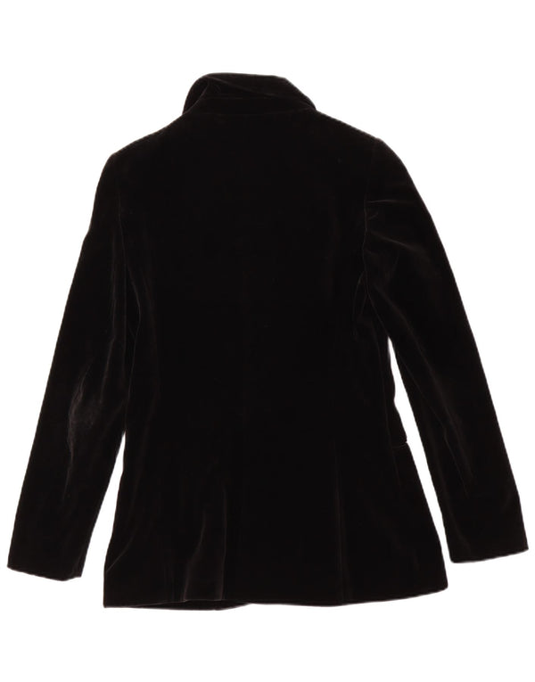 Vintage Womens 5 Button Velvet Blazer Jacket IT 42 Medium Black Cotton
