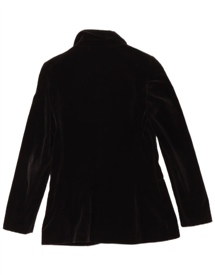 Vintage Womens 5 Button Velvet Blazer Jacket IT 42 Medium Black Cotton