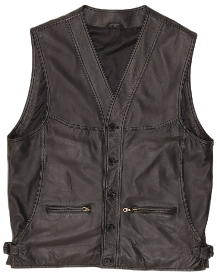 Gilet din piele pentru bărbați Gilberto IT 54 2XL din piele neagră