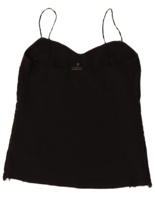 Ted Baker Womens Crop Lace Cami Top UK 8 Small Black Floral Viscose