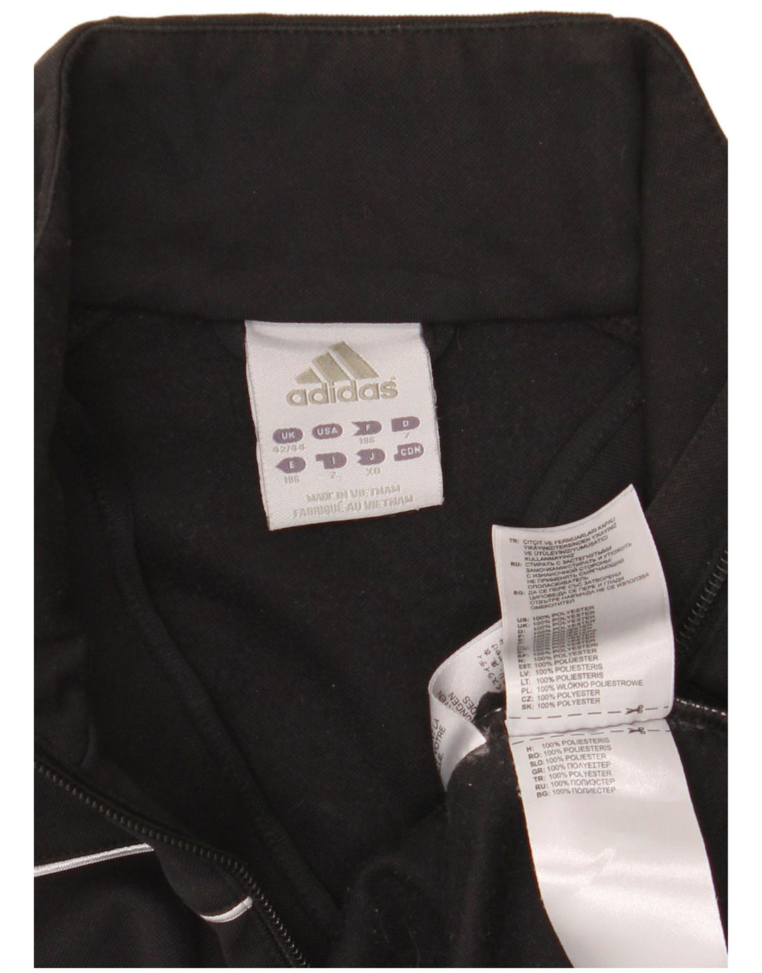 Pulover pentru bărbați Adidas, cu fermoar și gât, UK 42/44 Poliester negru mare