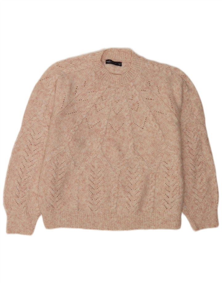 Pulover pentru femei Marks & Spencer cu decolteu triplu UK 14 Poliester roz mediu