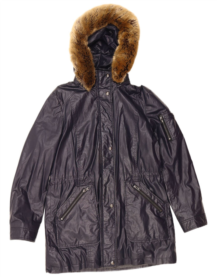 Jachetă parka cu glugă pentru femei CALVIN KLEIN UK 16 mare poliester bleumarin