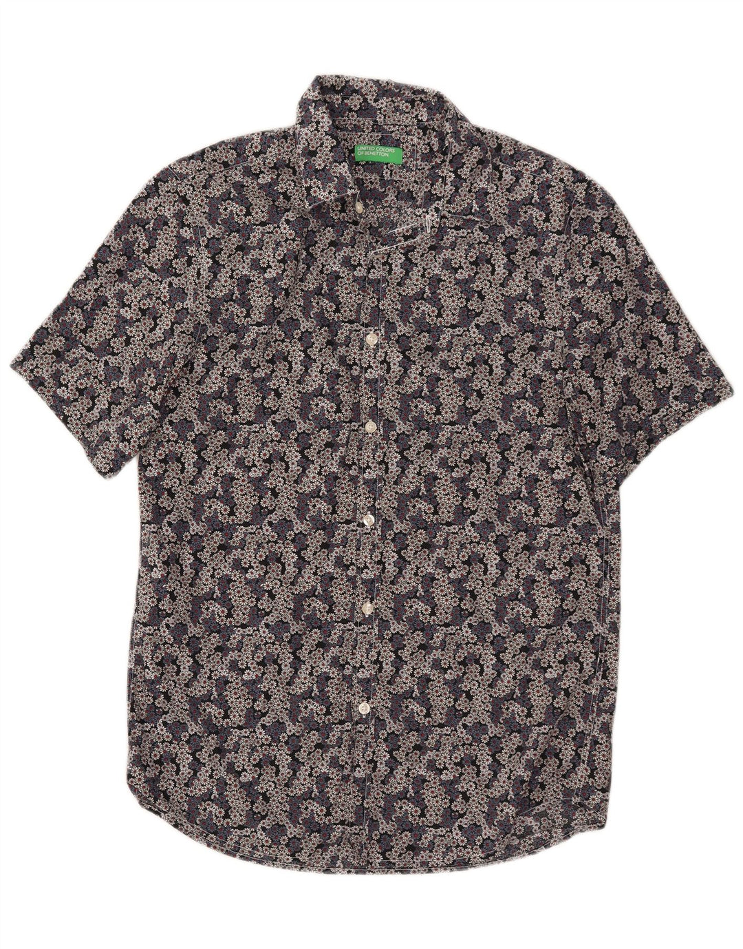Cămașă cu mânecă scurtă pentru bărbați BENETTON, bumbac floral multicolor mediu