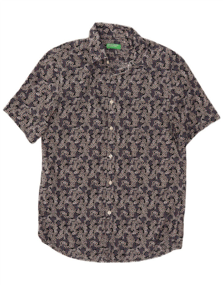 Cămașă cu mânecă scurtă pentru bărbați BENETTON, bumbac floral multicolor mediu