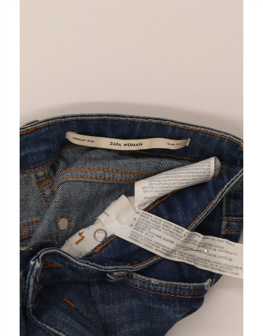 Blugi slim pentru femei cu talie medie L26 L29 din bumbac albastru