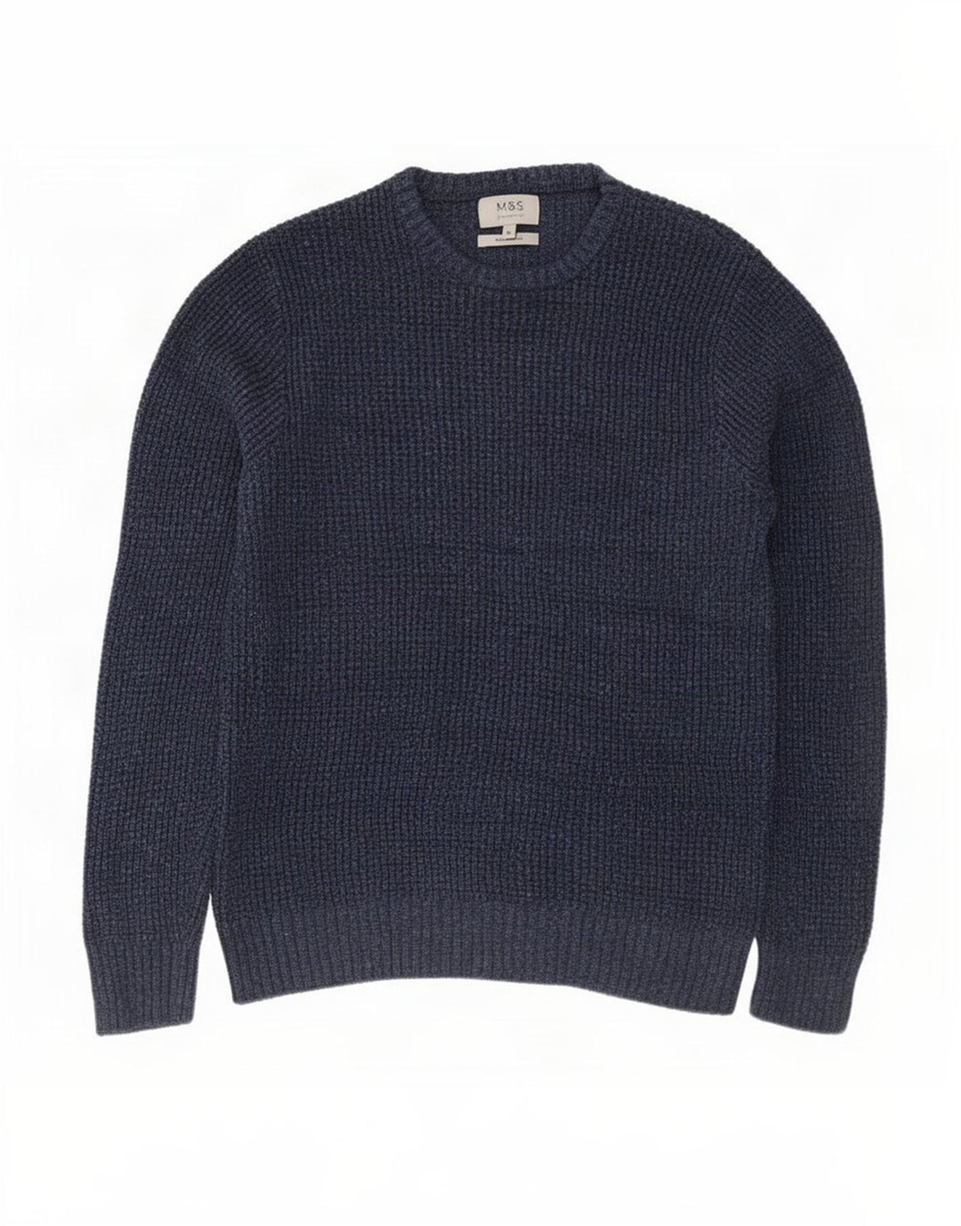 Pulover pentru bărbați Marks & Spencer cu gât crew pulover mediu din bumbac bleumarin