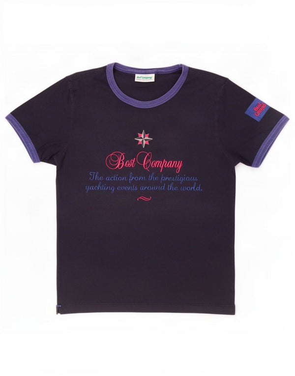 Best Company Mens Graphic T-Shirt Top Large Navy Blue Colourblock