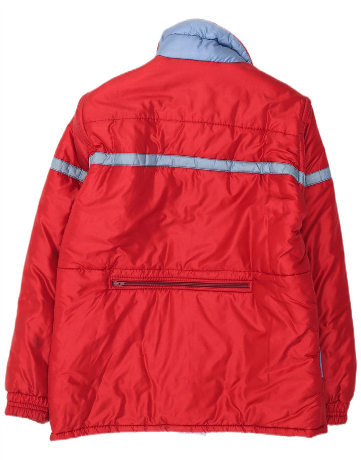 Jachetă căptușită cu glugă vintage pentru femei IT 52 2XL Poliamidă color bloc roșu