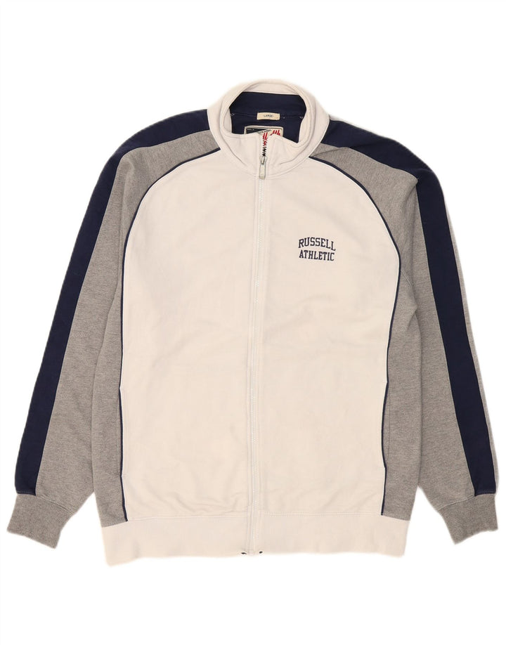 Jachetă de trening pentru bărbați RUSSELL ATHLETIC, mare, alb, bloc de culoare
