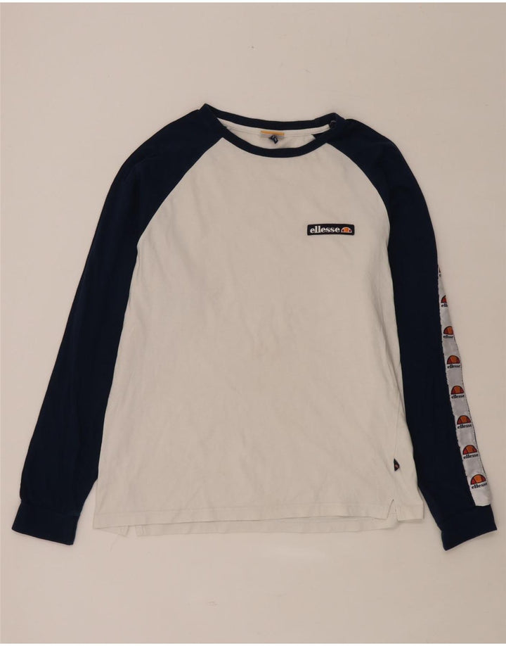 ELLESSE Top grafic pentru bărbați cu mânecă lungă, alb mediu, bumbac bloc de culoare