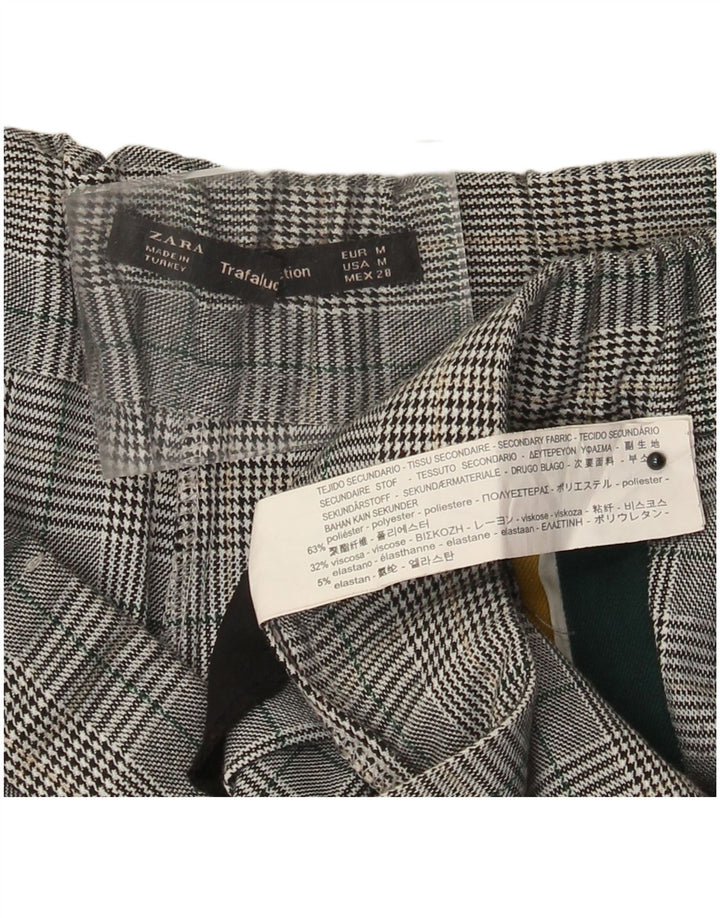 Pantaloni Drepți Casual ZARA Femei L28 L27 Gri Poliester în carouri