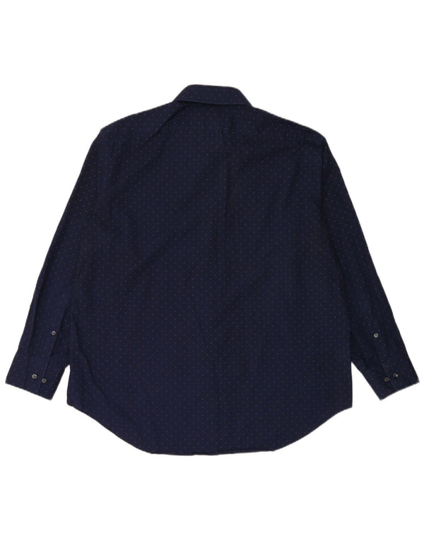 CALVIN KLEIN Mens Slim Fit Shirt Size 17 1/2 XL Navy Blue Spotted Cotton