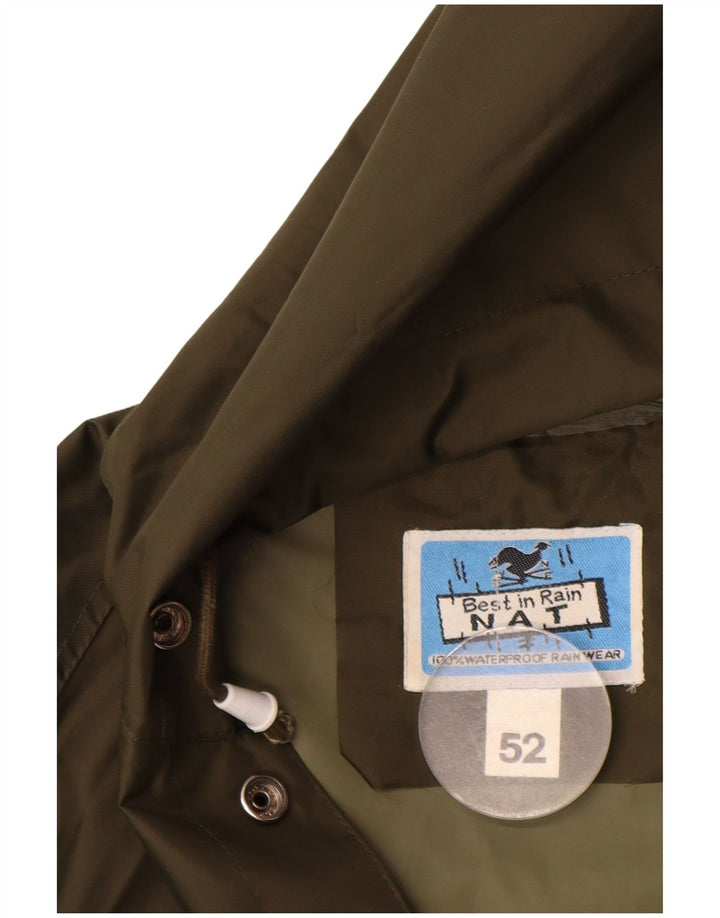 Jachetă de ploaie Vintage pentru bărbați cu glugă IT 52 XL Kaki Nylon