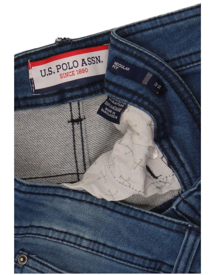 U.S. Polo Assn. Pantaloni scurți din denim cu croiala normală pentru bărbați W32 Poliester albastru mediu