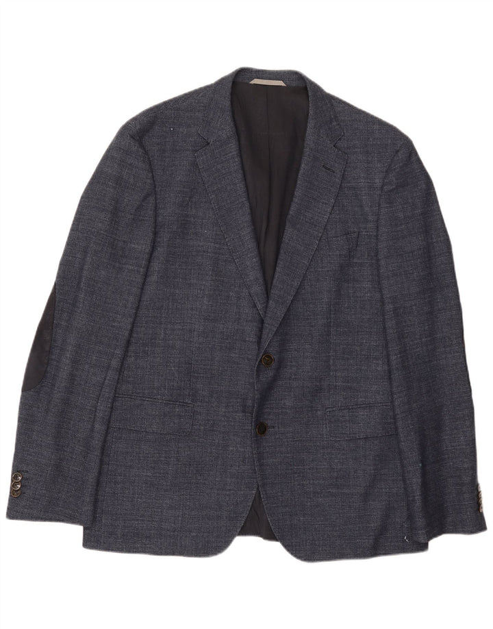 Blazer pentru bărbați Hugo Boss cu 2 nasturi EU 52 XL Lână bleumarin