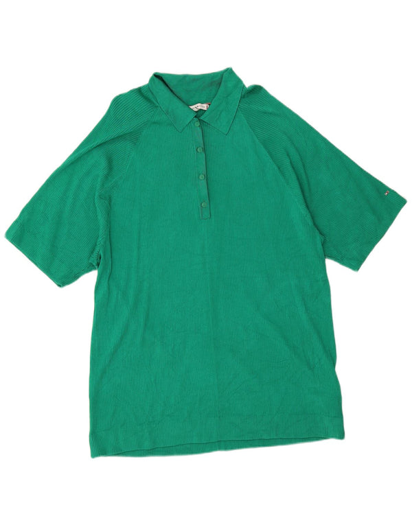 Tricou polo supradimensionat pentru femei Tommy Hilfiger UK 16 mare, verde, viscoză