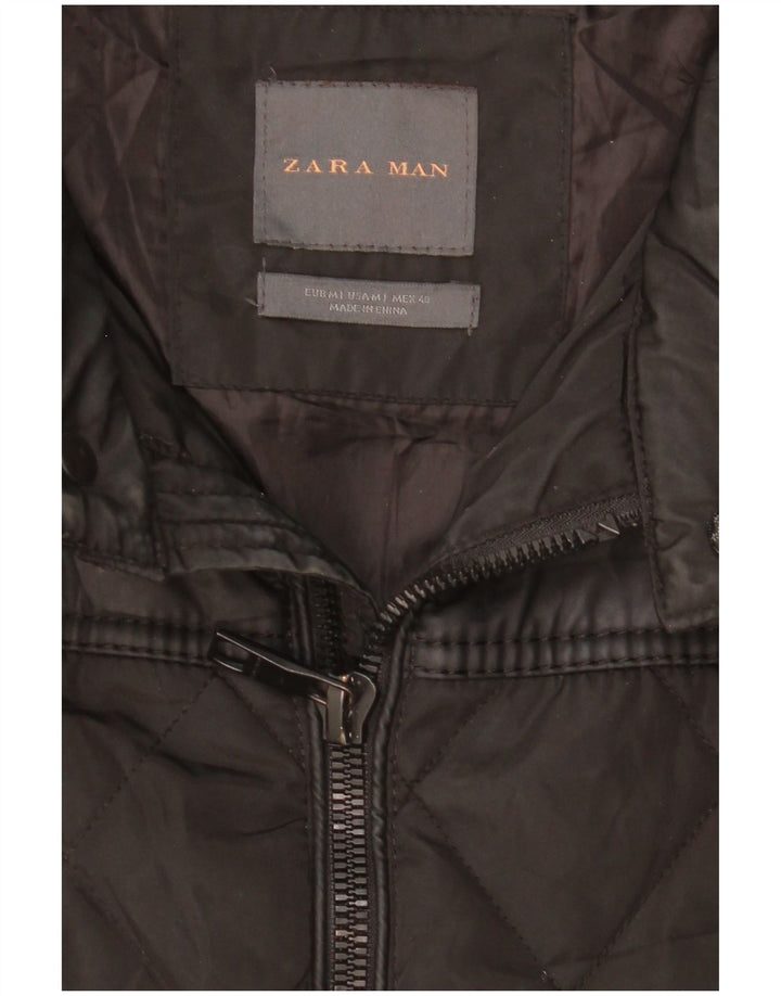 Jachetă matlasată cu glugă pentru bărbați ZARA UK 38 Medium Black