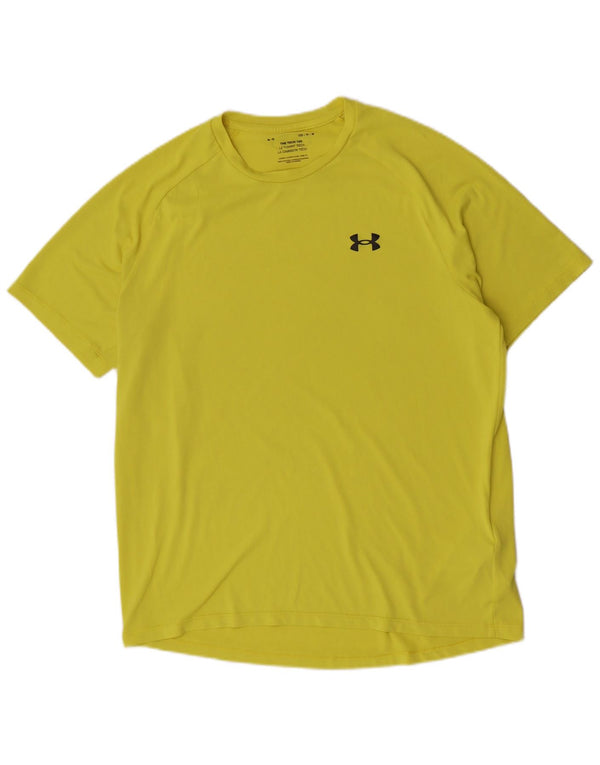 Tricou obișnuit Under Armour pentru bărbați, cu mânecă scurtă, poliester galben mediu