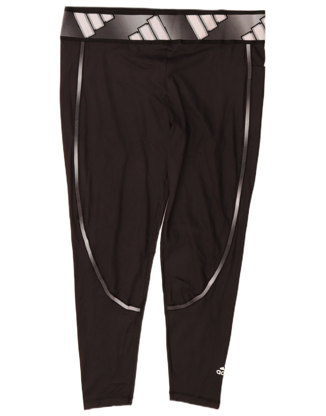 Leggings grafic Adidas pentru femei Marea Britanie 24/26 2XL Poliester negru