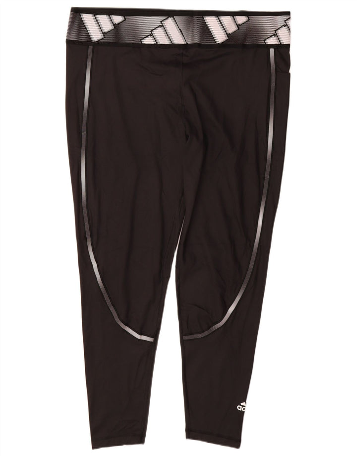 Leggings grafic Adidas pentru femei Marea Britanie 24/26 2XL Poliester negru