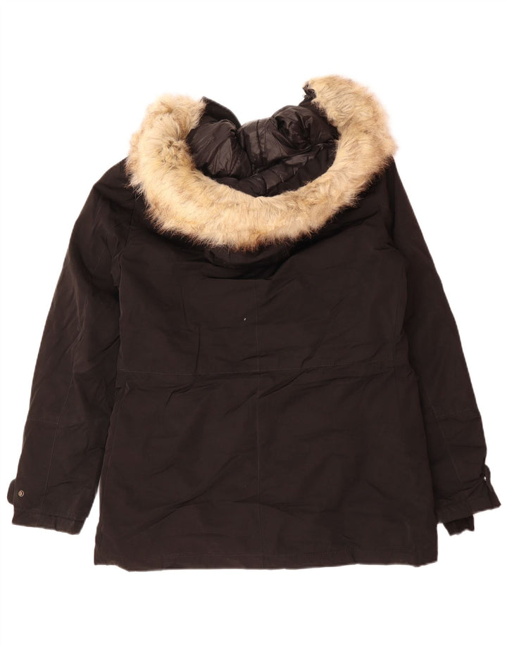Jachetă parka supradimensionată cu glugă pentru femei Zara UK 6 XS Poliester negru