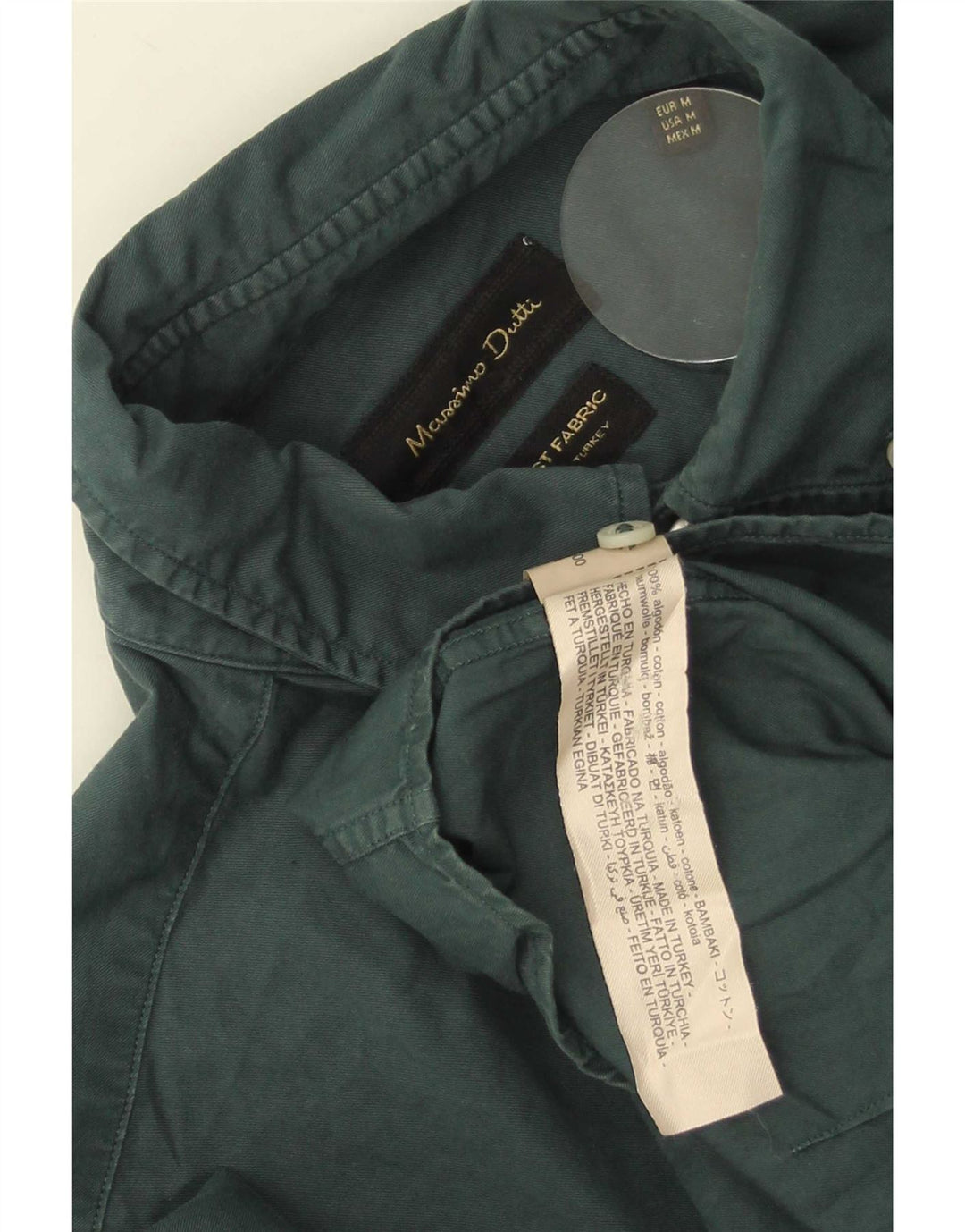 Cămașă Massimo Dutti pentru bărbați, bumbac verde mediu