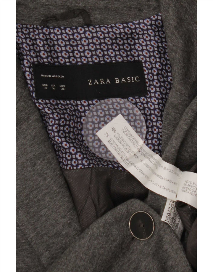 Jachetă Blazer pentru femei Zara cu 1 nasture UK 12, gri mediu, viscoză