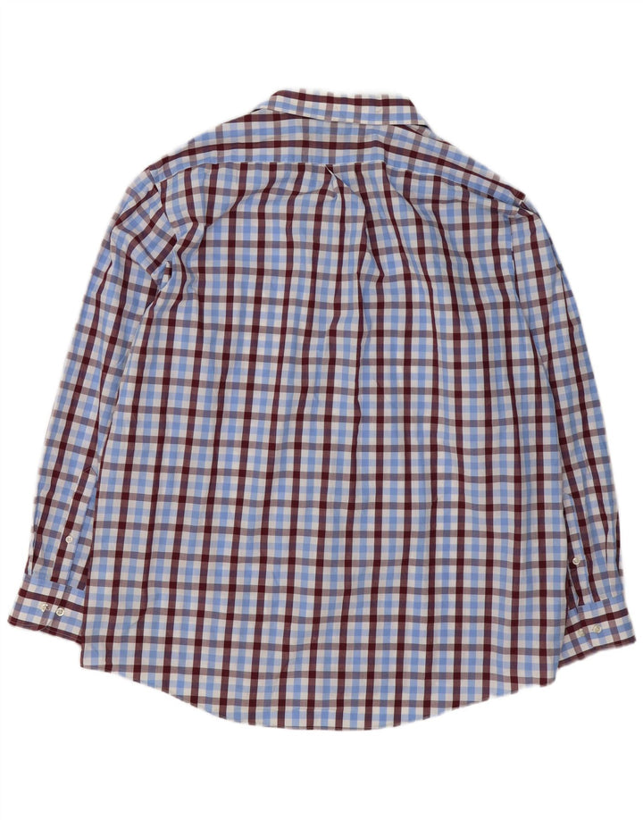 Cămașă clasică pentru bărbați Chaps Mărimea 17 1/2 XL, bumbac cu check albastru